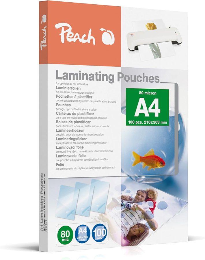 Peach Laminierfolien A4, 100 Stück, 2 × 80 mic, glänzend