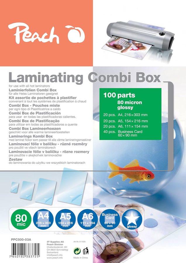 Peach Laminierfolien-Set, A4 bis Visitenkarte, 100 Stück