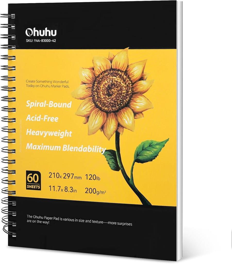 Ohuhu A4 Skizzenbuch - 200 g/m² säurefreies Papier 60 Blatt Produktbild – Testsieger