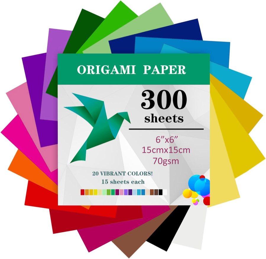 TYOREW Origami-Papier, 300 Blatt, 15 × 15 cm, 70 g/m², 20 Farben