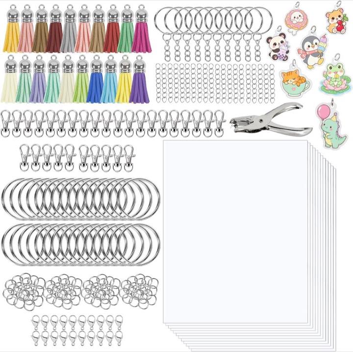 Solinorex 251‑tlg. Schrumpffolie Set Schlüsselanhänger A5 – DIY Bastel Set für Kinder & Teenager, Schrumpffolien zum Selbergestalten, Bastelzubehör & Bastelbedarf für Shrink Art