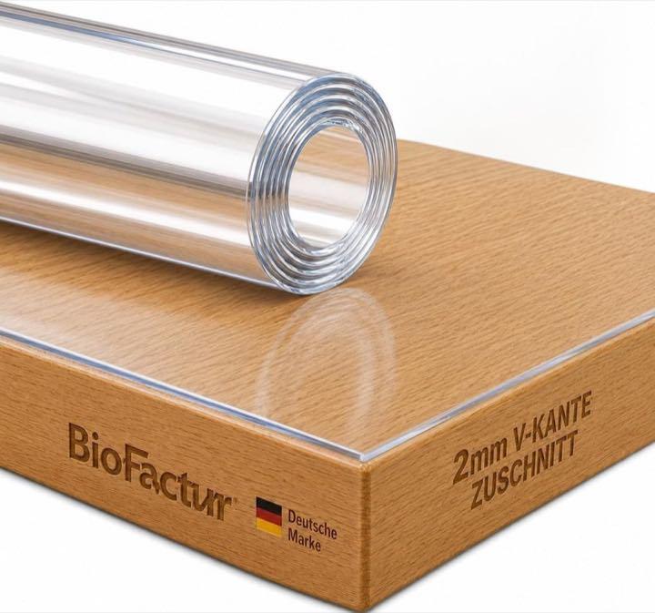 Tischfolie Transparent nach Maß mit V-Kante, 2 mm PVC Tischschutz, Glasklare Tischauflage, Abwaschbar & Lebensmittelecht, 90 x 160 cm
