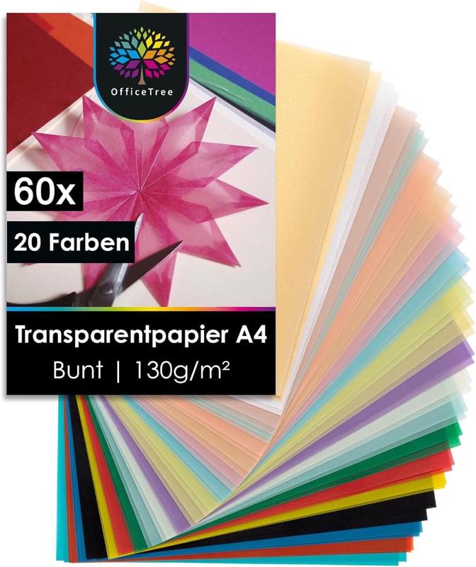 OfficeTree OfficeTree Transparentpapier bunt A4, 60 Blatt