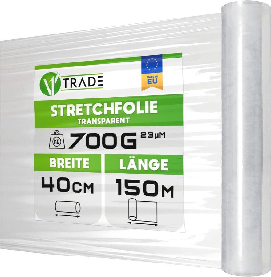 V1 TRADE V1 TRADE Stretchfolie transparent, 40 cm × 150 m, 23 µm