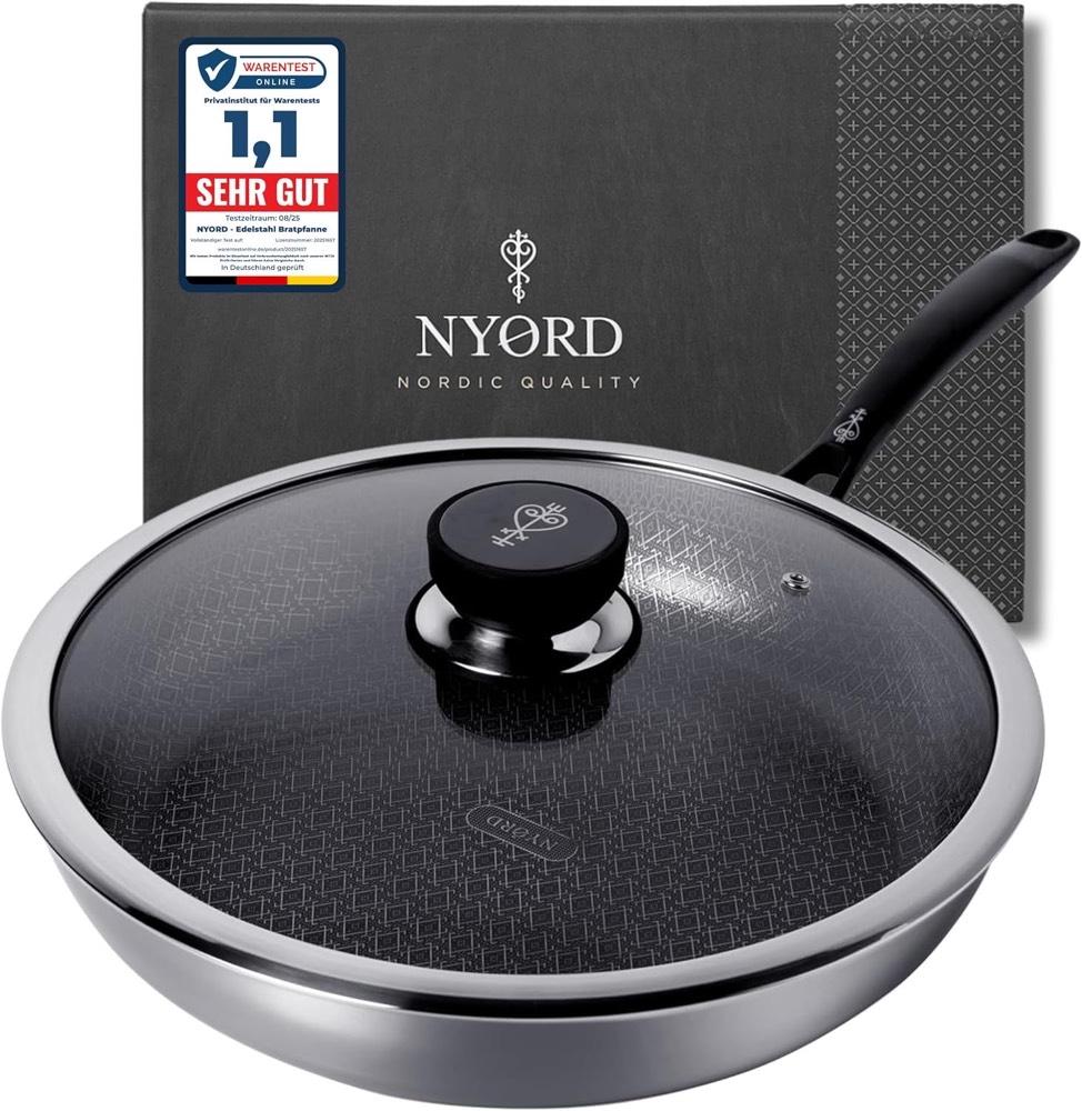 NYORD Hybrid-Edelstahlpfanne 24 cm mit Silikondeckel