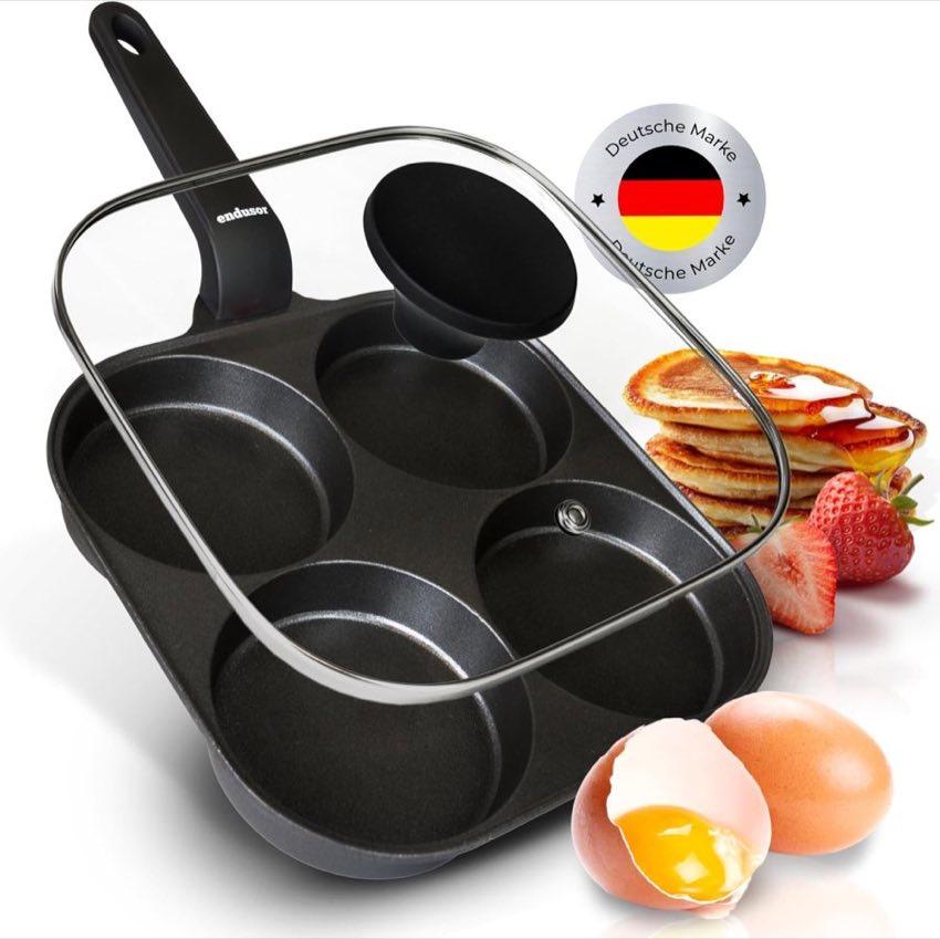 endusor Spiegeleipfanne 21 cm mit Deckel