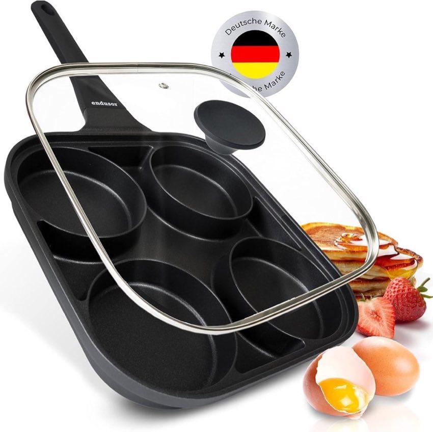 endusor Spiegeleipfanne 27 cm mit Deckel