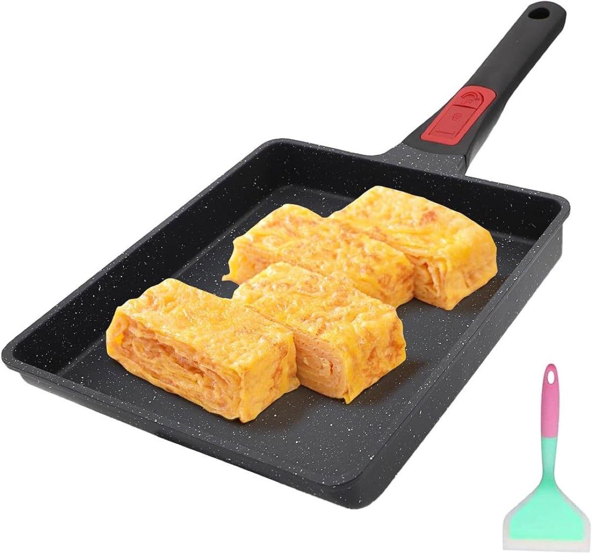 AIKENBBKK Tamagoyaki-Pfanne Groß 23×21 cm Schwarz