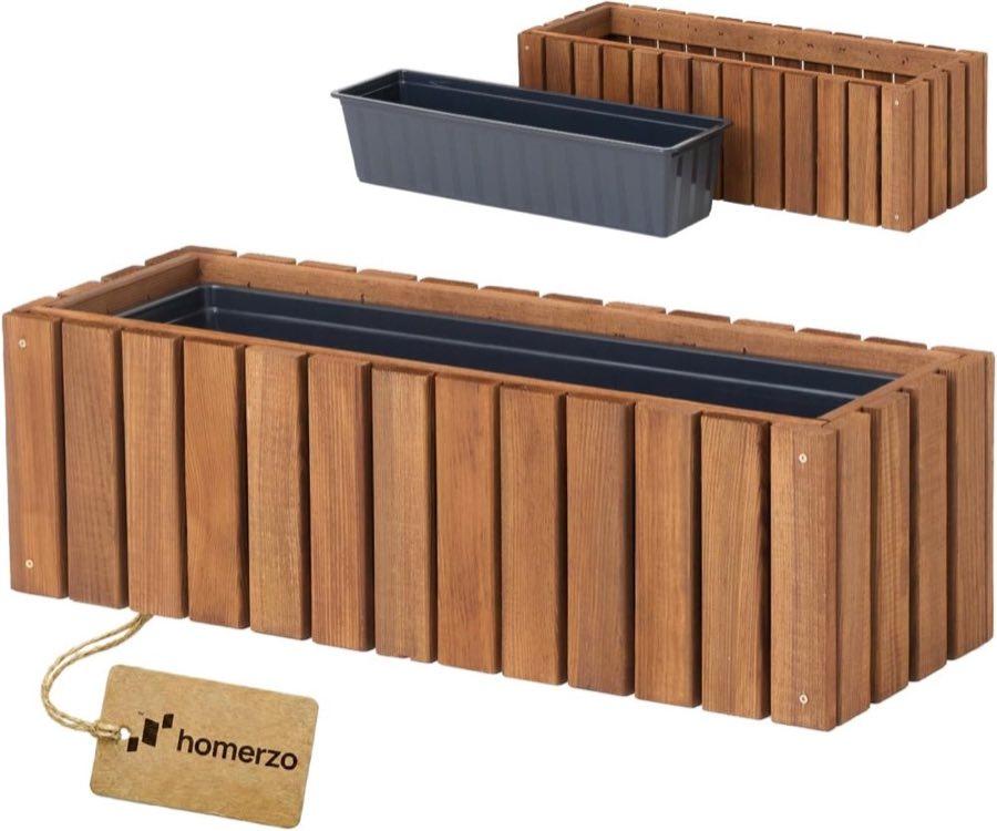HOMERZO Holz Pflanzkasten mit Einsatz 65 cm