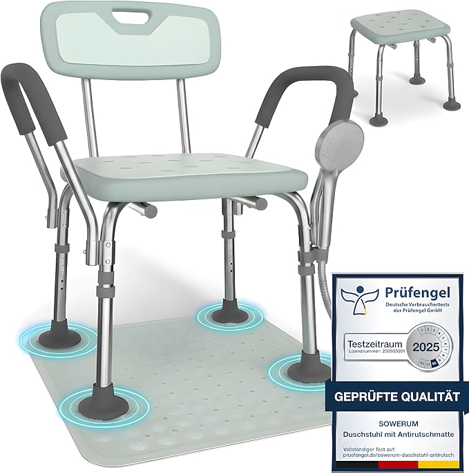 SOWERUM Duschstuhl mit Antirutschmatte