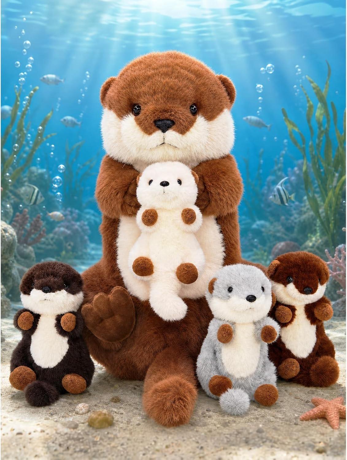 OUOZZZ Otter-Set mit Muttertier und vier Babys