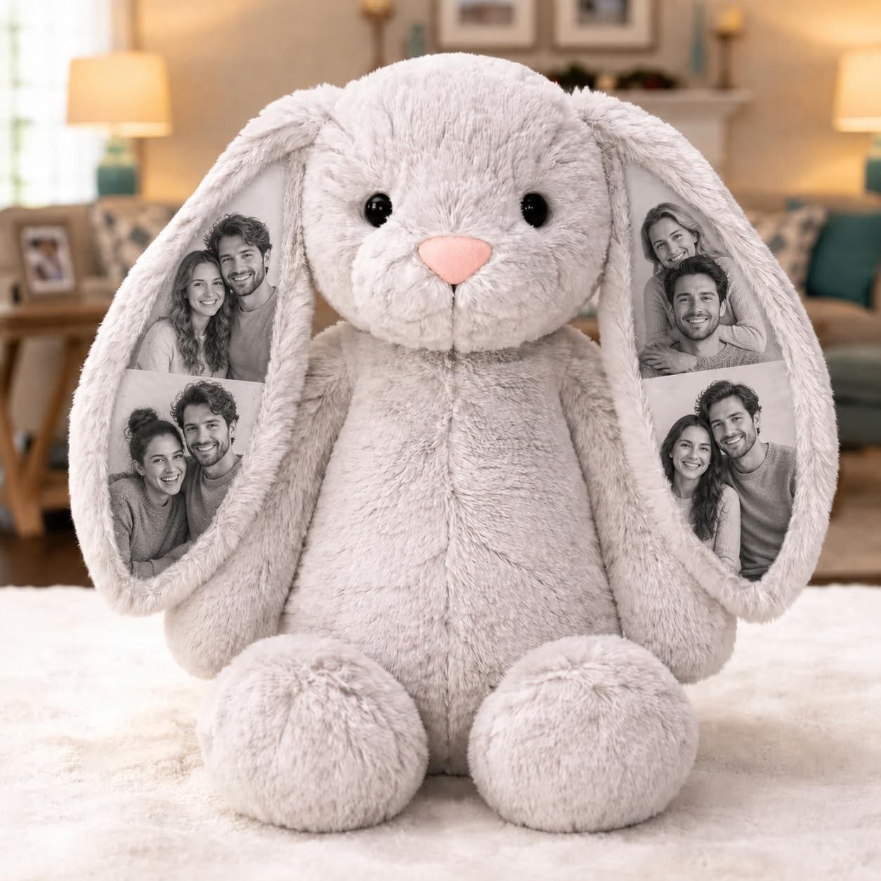 VEELU Kuscheltier Hase mit vier Fotos