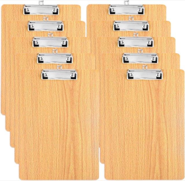 CYEER 10er Set Klemmbrett A4 Holzoptik, Hartfaser 4 mm