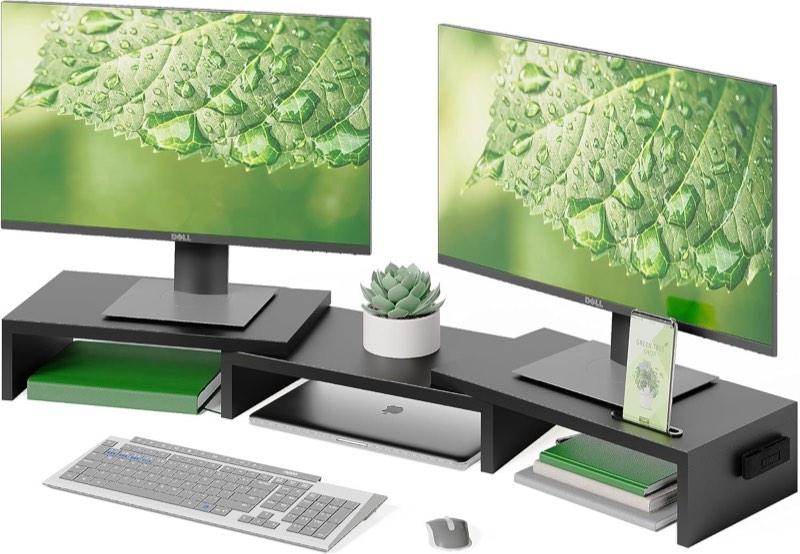 BONTEC Dual-Monitorständer Holz