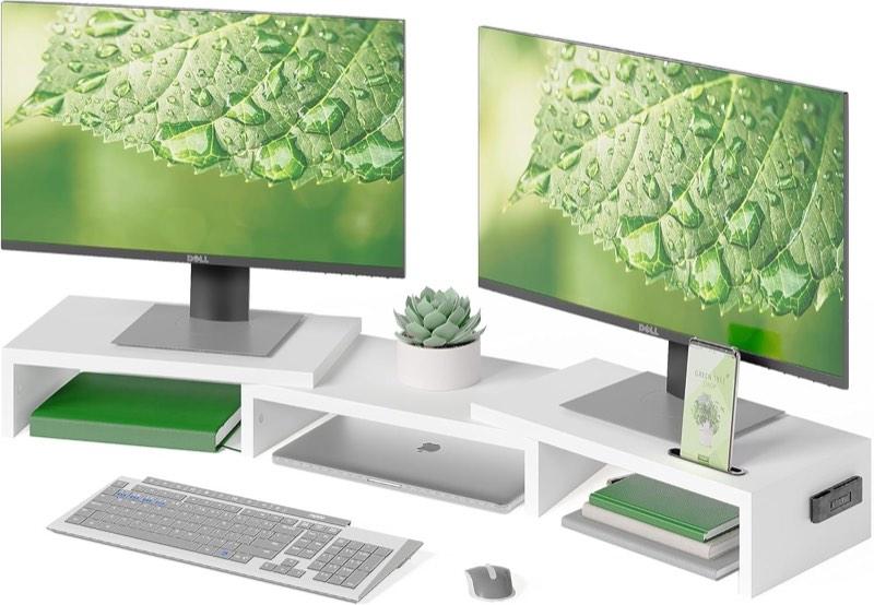 BONTEC Dual-Monitorständer weiß