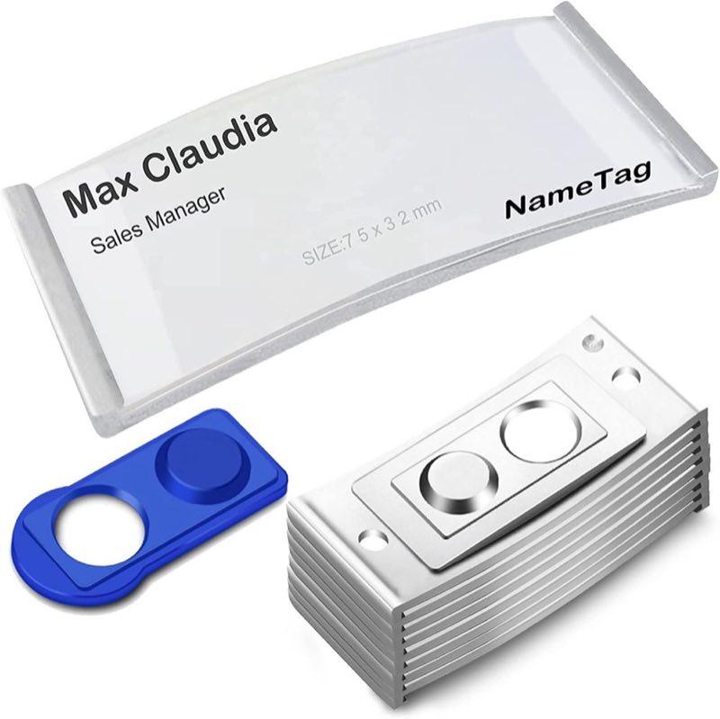 FIVAVA 10 Stück Magnet-Namensschilder, gewölbt, 75 x 32 mm