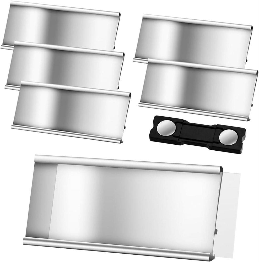 Haizibo Haizibo 5 Stück Aluminium-Namensschilder mit Doppelmagnet, silber