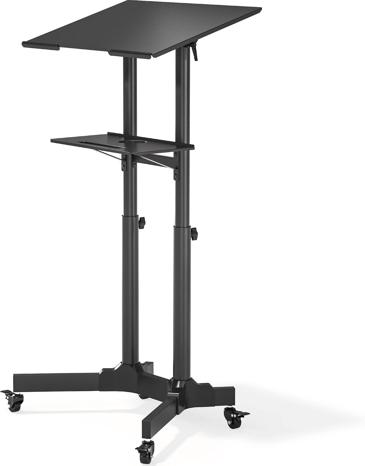 BONTEC BONTEC Stehpult höhenverstellbar 125x60cm mit Rollen, Schwarz