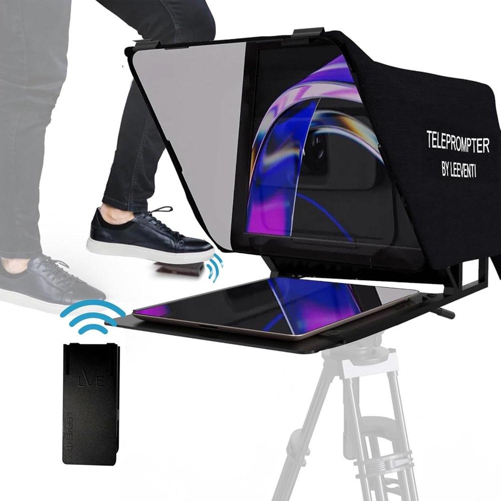 Teleprompter Kompatibel mit iPad, Tablet, Smartphone und DSLR Kamera, Steuerung per Fernbedienung oder App Kompatibel mit Android und IOS, Ideal für Videoaufnahmen (Version 5.0)