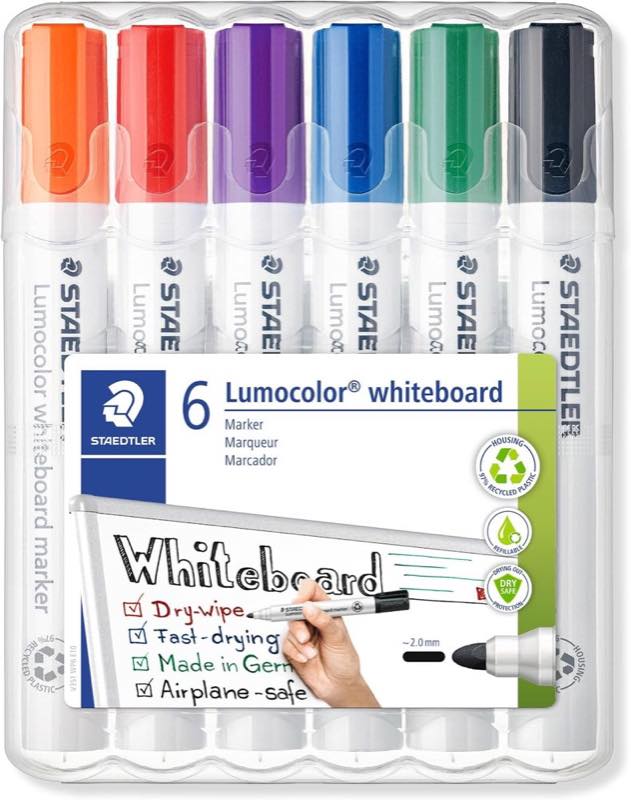 STAEDTLER Lumocolor 351 WP6, Rundspitze ca. 2 mm, 6 Farben