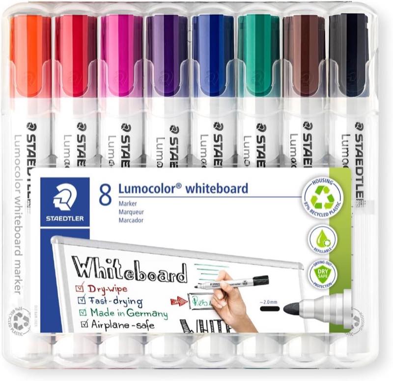 STAEDTLER Lumocolor 351 WP8, Rundspitze ca. 2 mm, 8 Farben