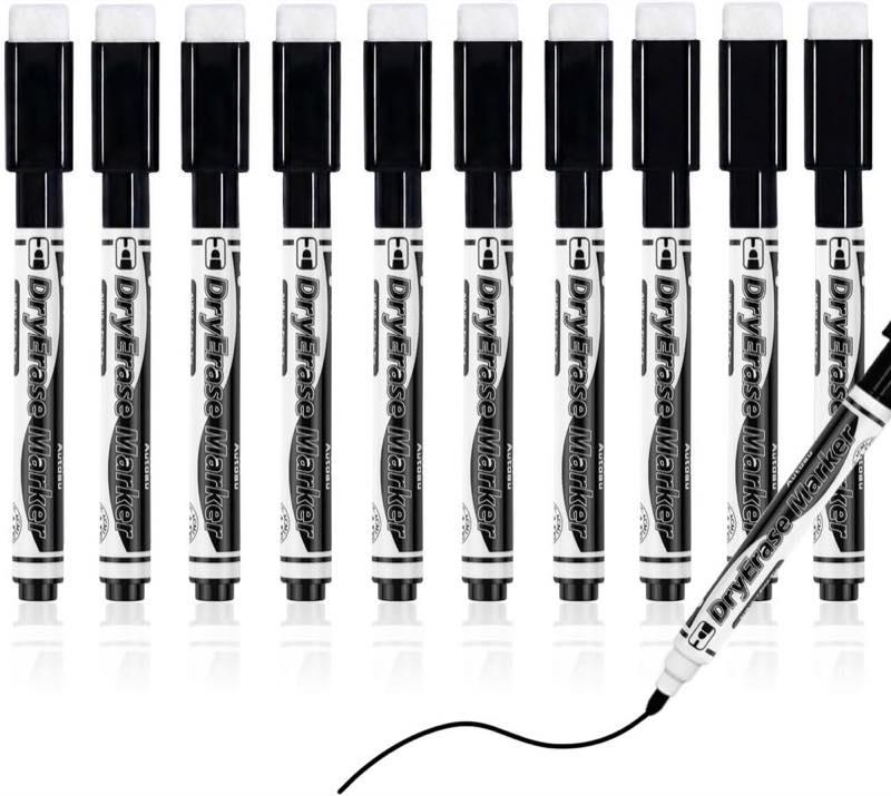 Whiteboard Marker 10 Stück, schwarz, magnetisch, feine Spitze