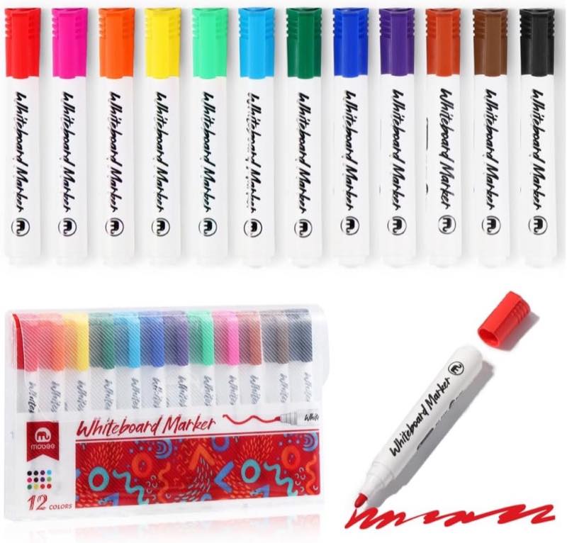 Vinabo Vinabo Whiteboard Marker, 12 Stück, abwischbar - Produktbild