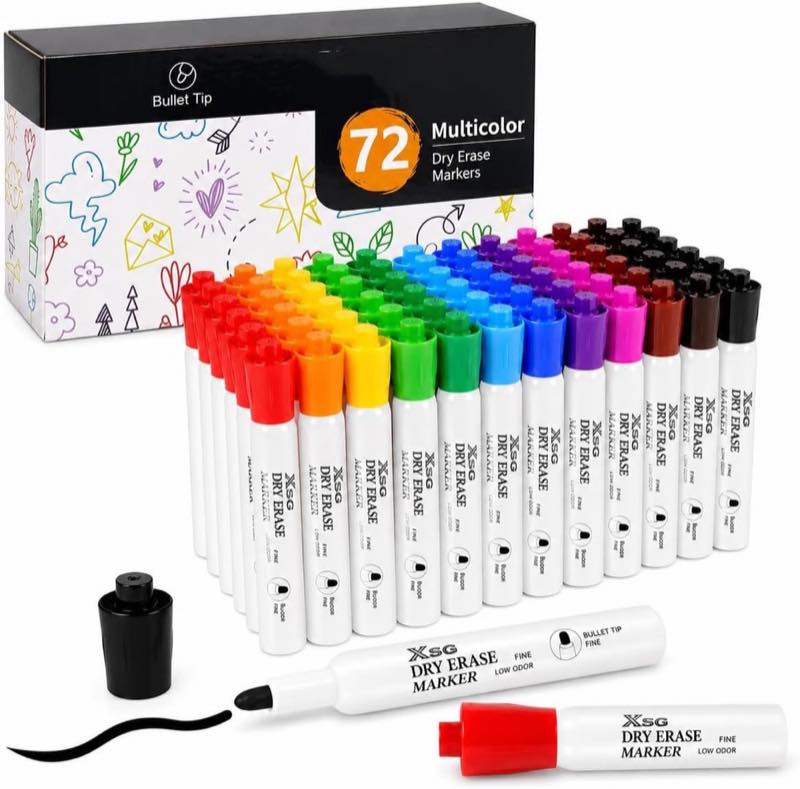 colpart Whiteboard Marker, feine Spitze, Titel 72 Stück
