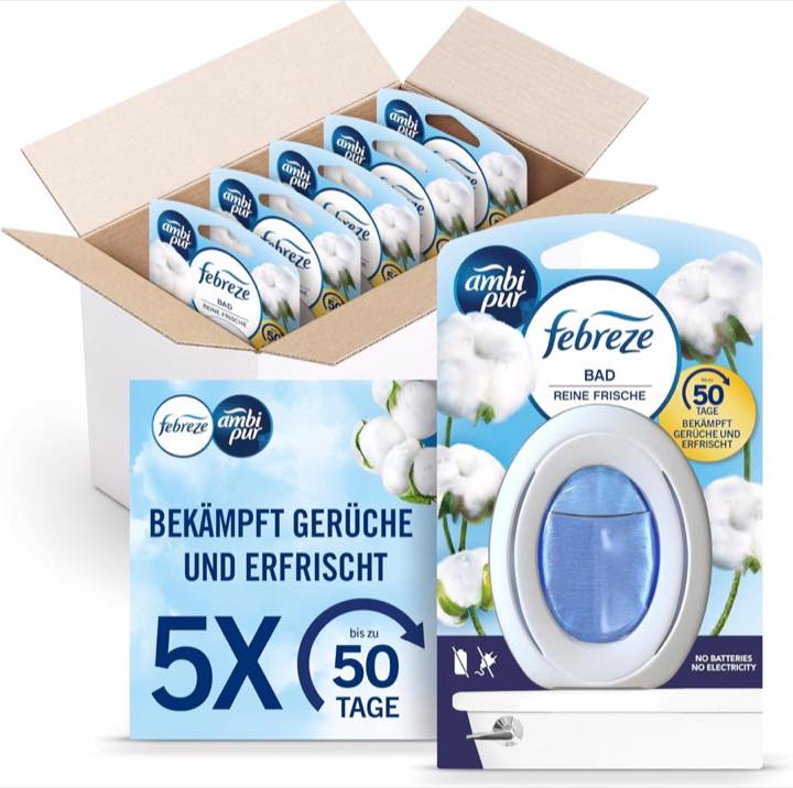 Febreze Febreze Bad Lufterfrischer Reine Frische, 5 Stück