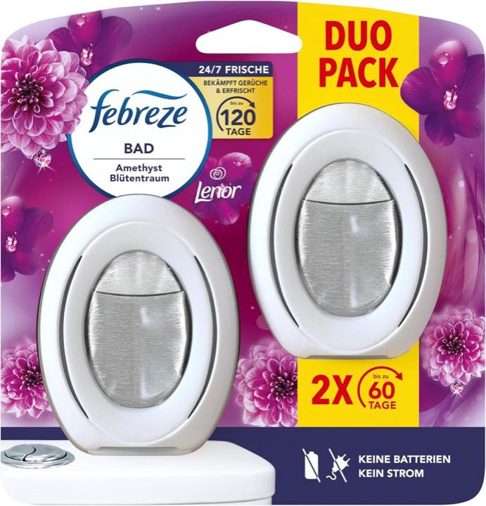 Febreze Febreze Bad Lufterfrischer Amethyst Blütentraum, 2 Stück