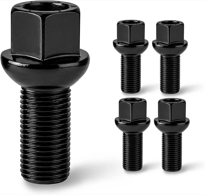 L&P Radschrauben M14x1,5 Kugelbund R13 5 Stück Schwarz