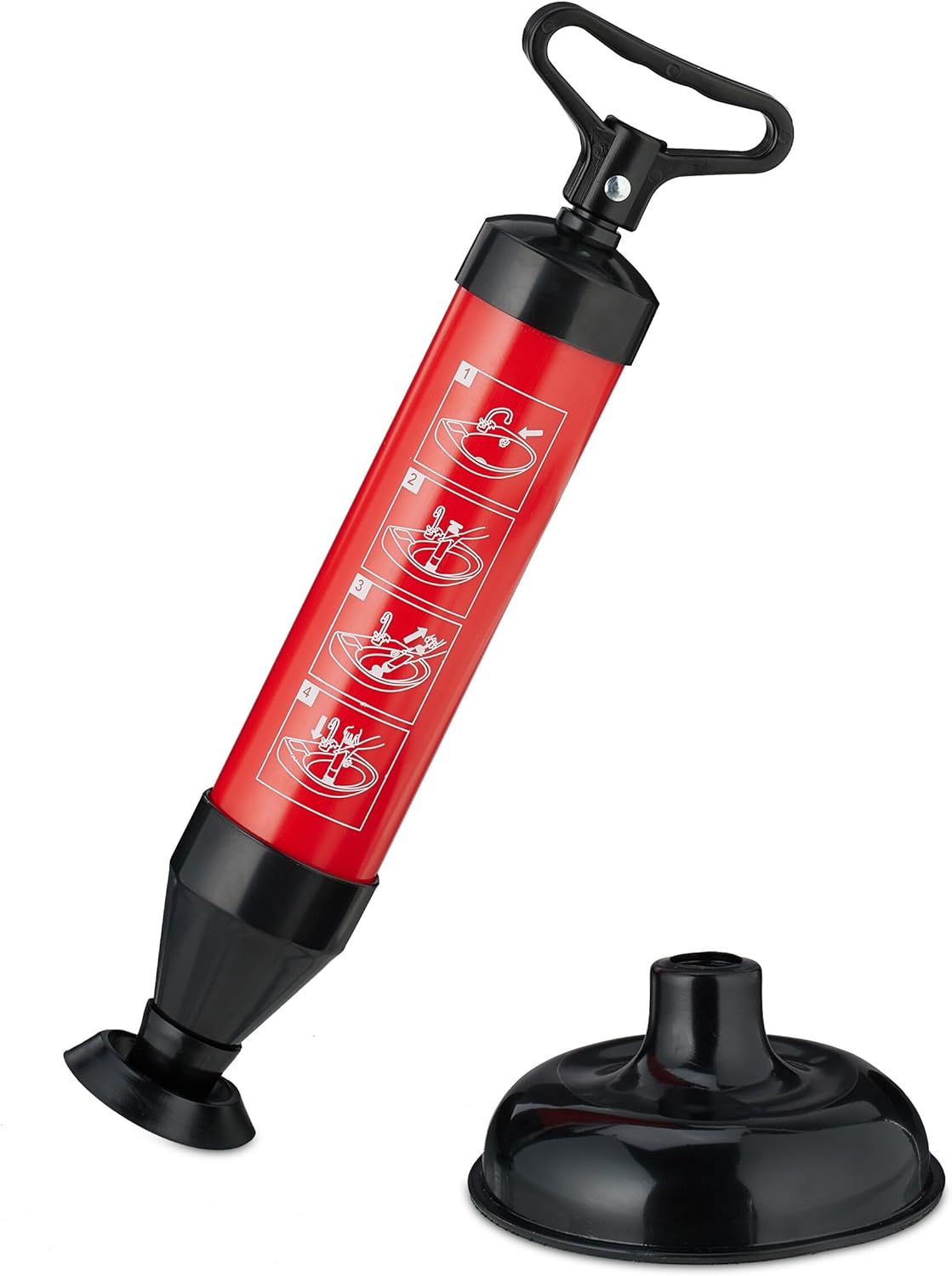 Relaxdays Abflussreiniger Pumpe schwarz/rot