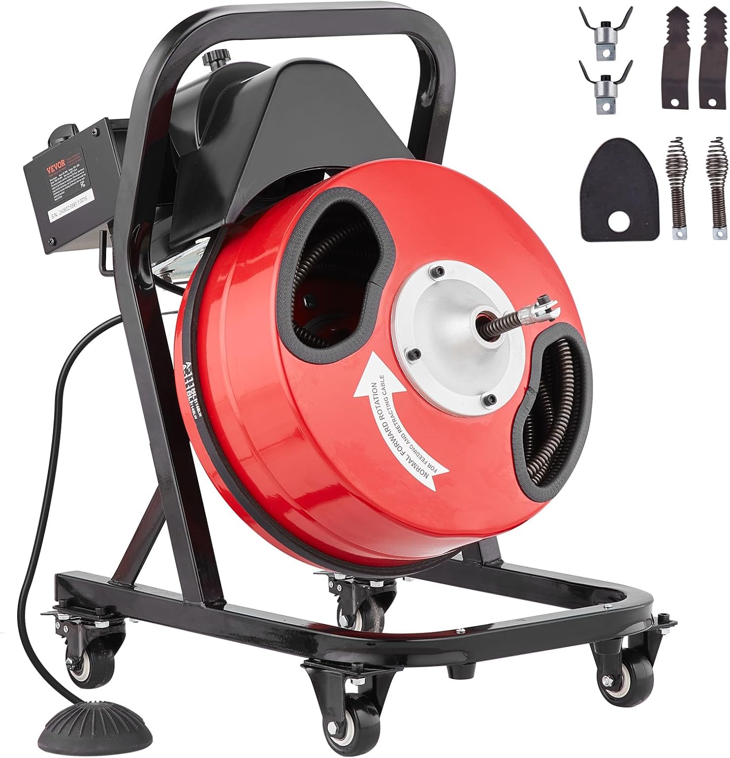 VEVOR Rohrreinigungsmaschine 15m mit Rädern