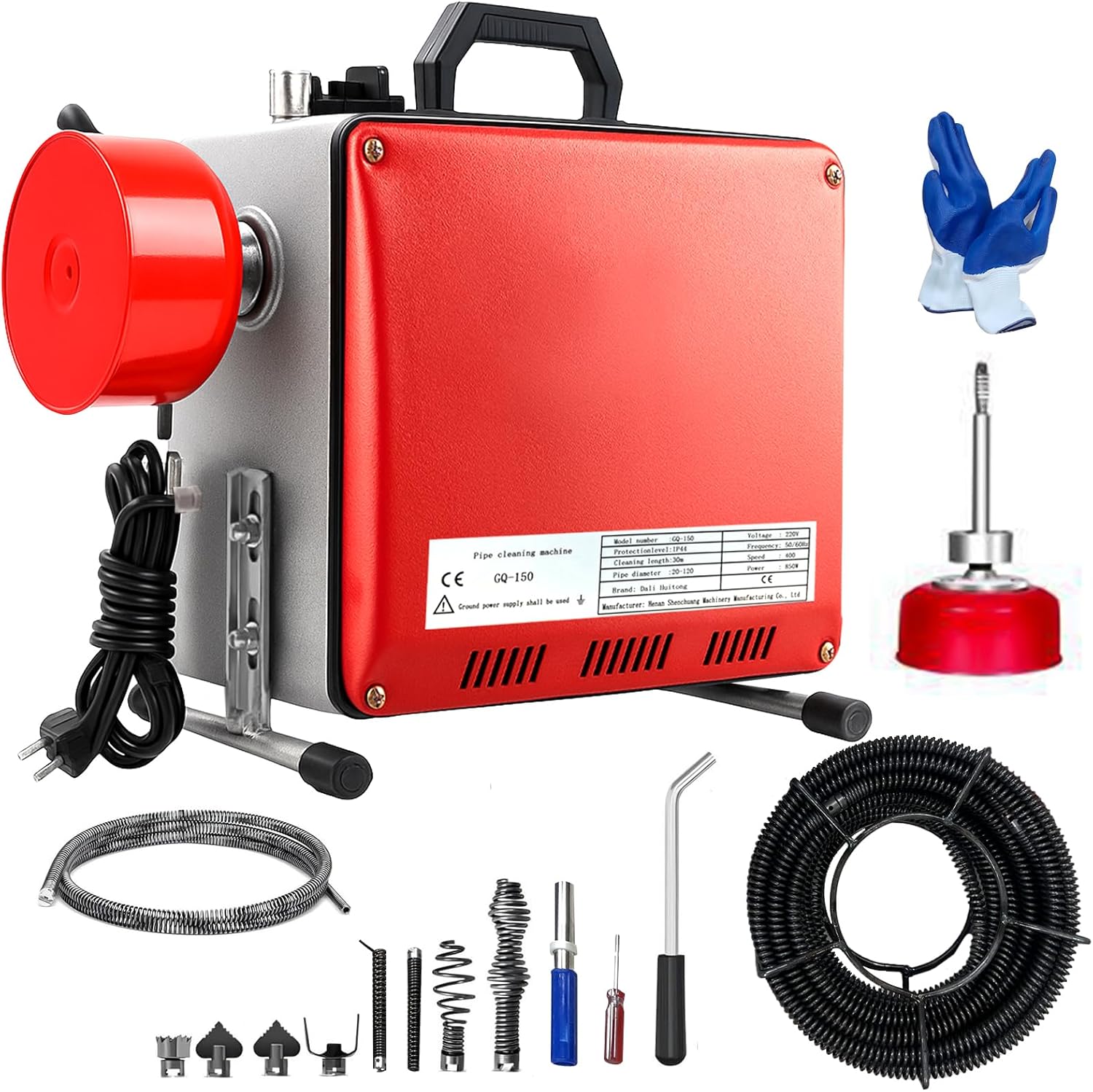 serebrant 850W Elektrische Rohrreinigungsmaschine