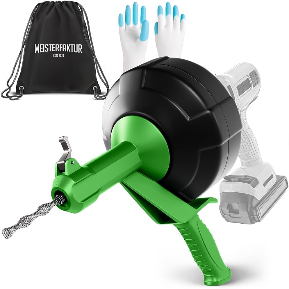 MEISTERFAKTUR Rohrreinigungsspirale [15M] - Automatik mit Bohraufsatz