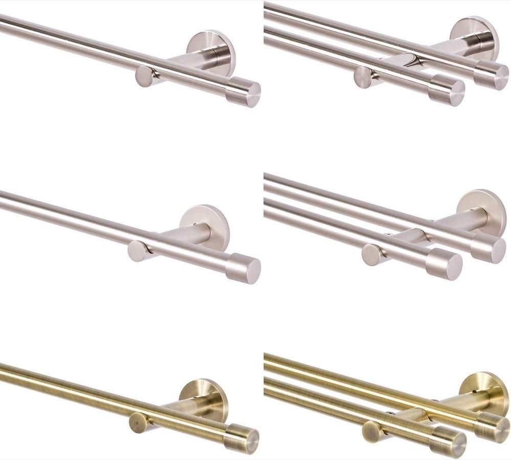 MDEKOR Gardinenstange 420 cm, 1-läufig, Ø 16 mm, Chrom-matt, kürzbar