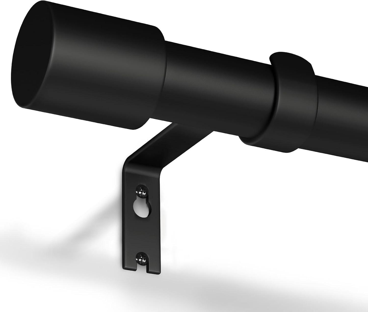 GEEBOBO Gardinenstange Schwarz 76–228 cm, Ø 19 mm, ausziehbar/segmentiert mit Spleißmuttern
