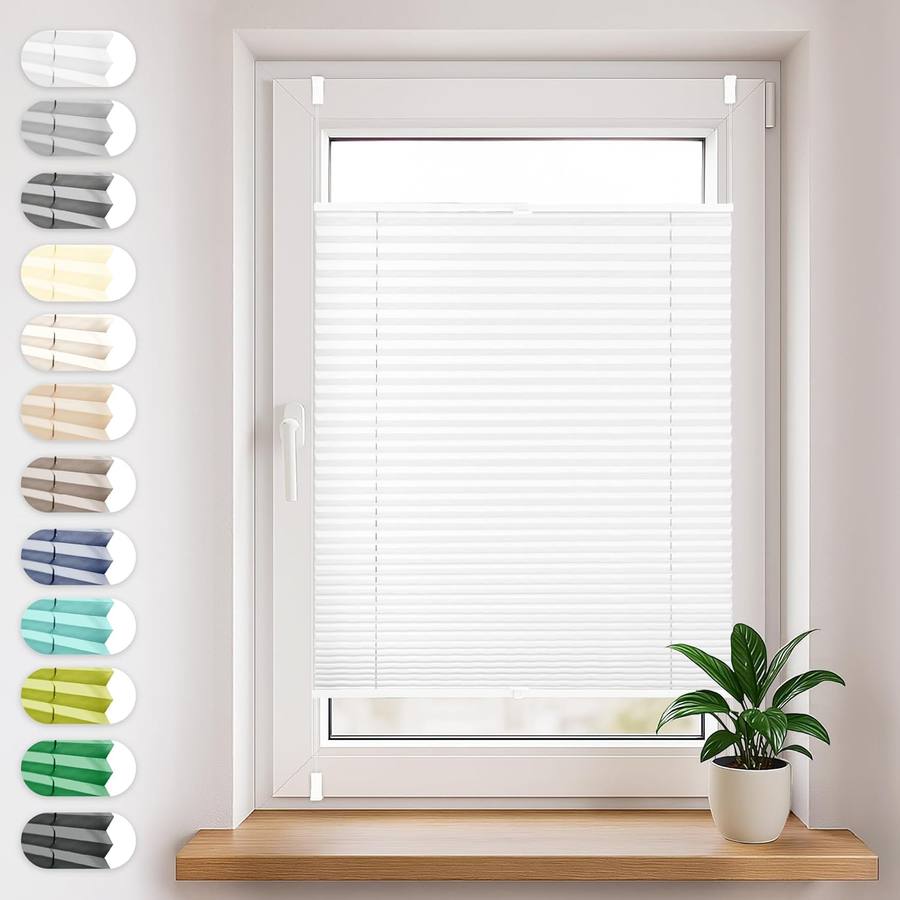 Sonello Plissee Klemmfix, 80 × 120 cm, Weiß