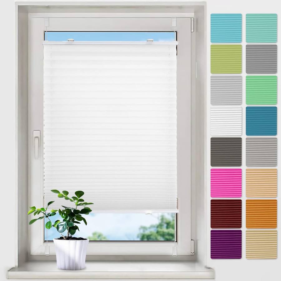 bobodeco Plissee Klemmfix, 80 × 130 cm, Weiß