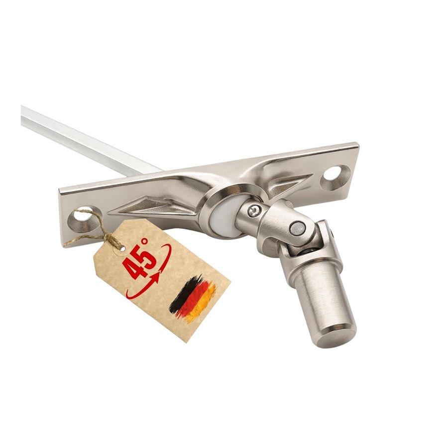 Jalousiene® Gelenklager für Rollläden 4-Kant 45° | Plattenmaß: 22mm x 85mm | Zapfendurchmesser: 11,90mm | Stablänge: 300mm