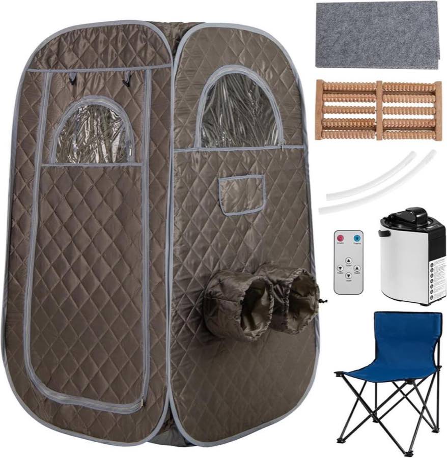 COSTWAY Dampfsauna Pop-up 89 x 89 x 149 cm Grau