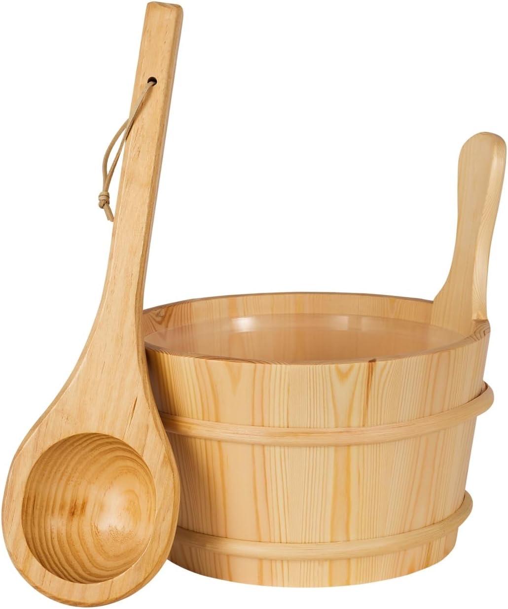 SunnyDeals Saunaset Naturholz Eimer und Kelle