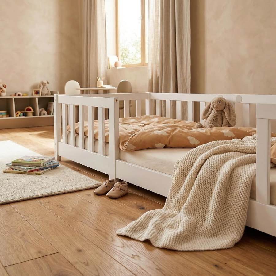 ecomi Bodenbett 90x200 Weiß