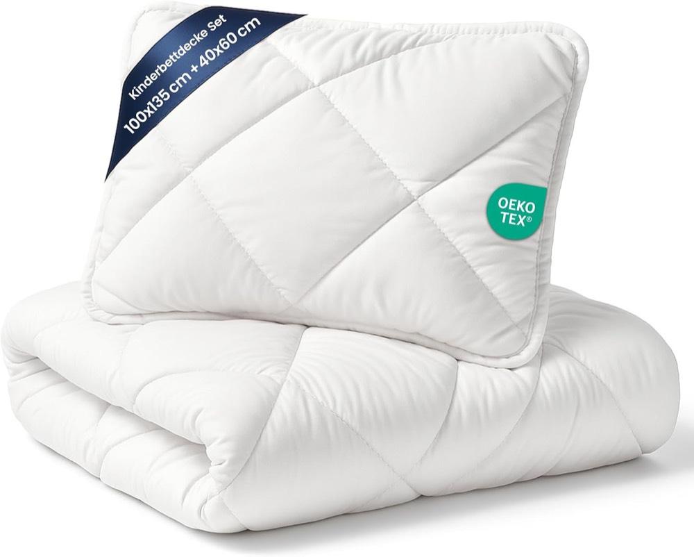 Totsy Baby Kinderbettdecke 100x135 cm und Kissen 40x60 cm, Weiß
