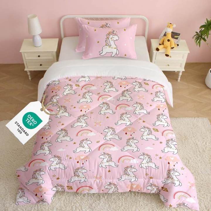 CINYE Einhorn-Bettdecke 120x150 cm und Kissenbezug 40x60 cm