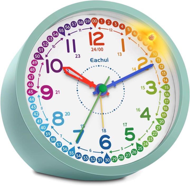 Eachui Lernwecker analog, ohne Ticken, mint