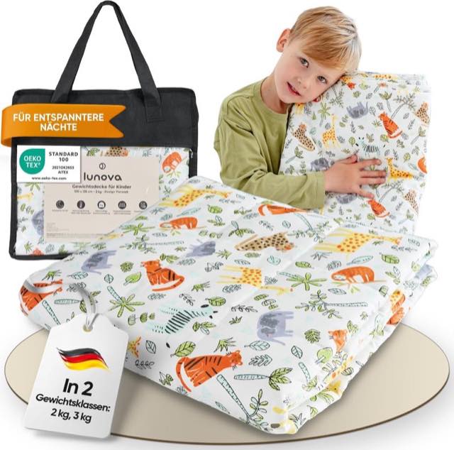 LUNOVA Gewichtsdecke Tierwelt 3 kg 100×135 cm
