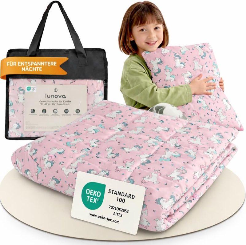 LUNOVA Gewichtsdecke Einhorn 2 kg 90×120 cm