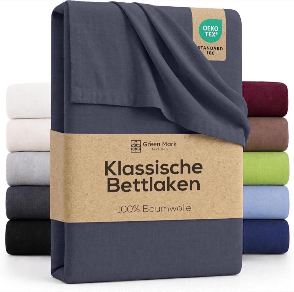 GREEN MARK Flachlaken Baumwolle 150 × 250 cm Anthrazit