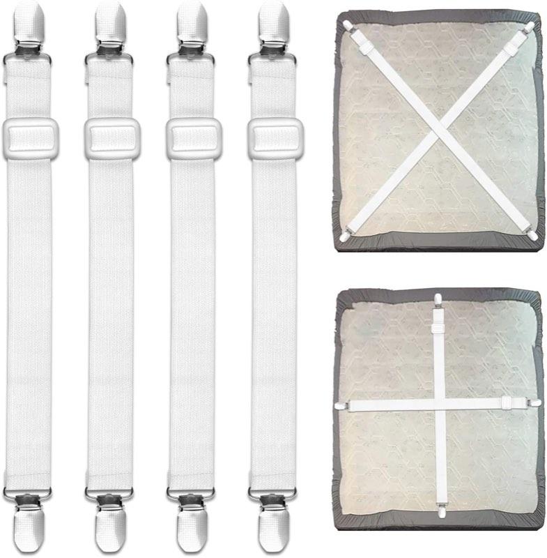 4 Stück Bettlakenspanner, lange Spannweite, weiß